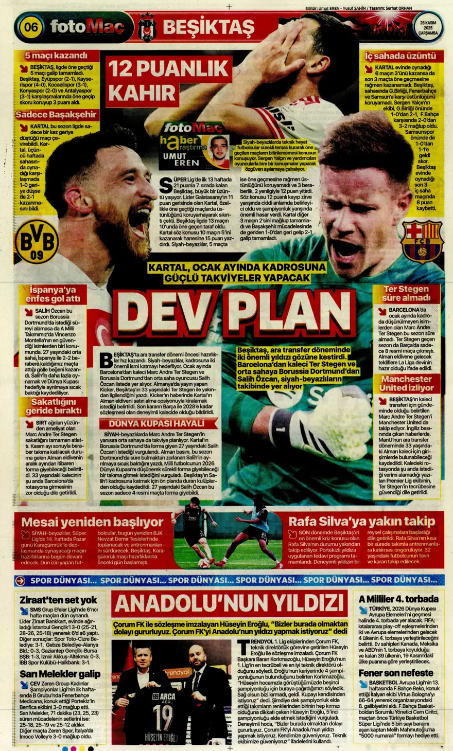 "Aslan fırsat tepti" (26 Kasım 2025 spor manşetleri) 19