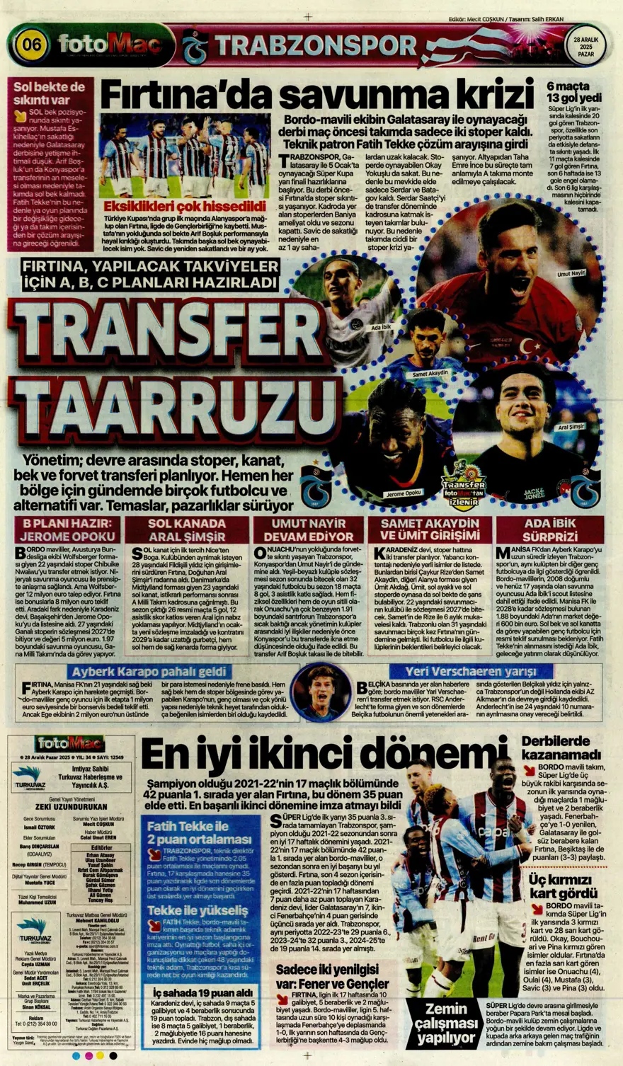 "Nkunku derbisi" (28 Aralık 2025 spor manşetleri) 10