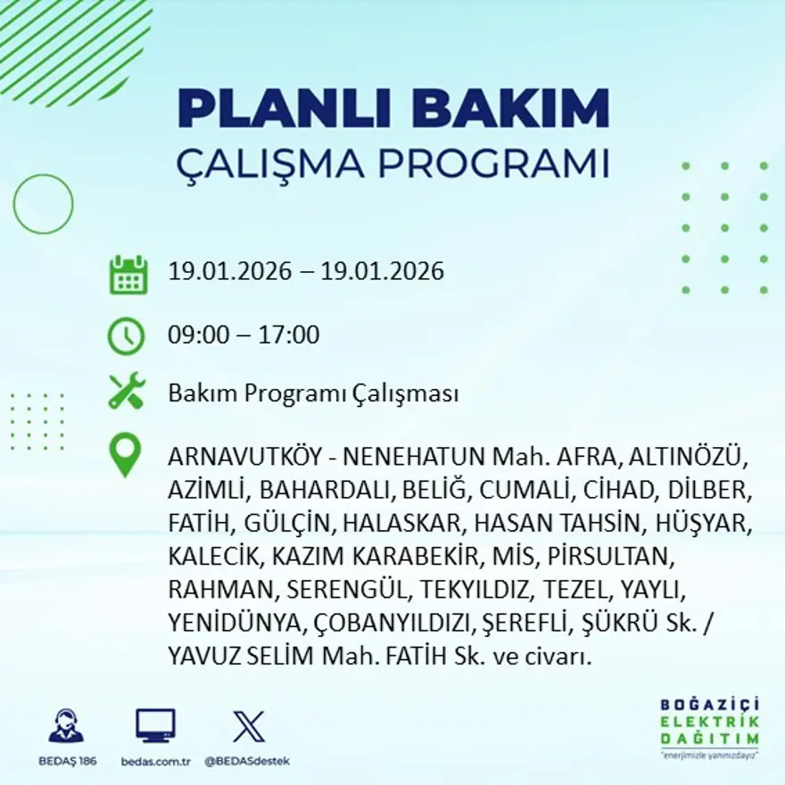 İstanbul'un birçok ilçesinde elektrik kesintisi yaşanacak: 8 saat sürecek (19 Ocak BEDAŞ elektrik kesintisi) 4