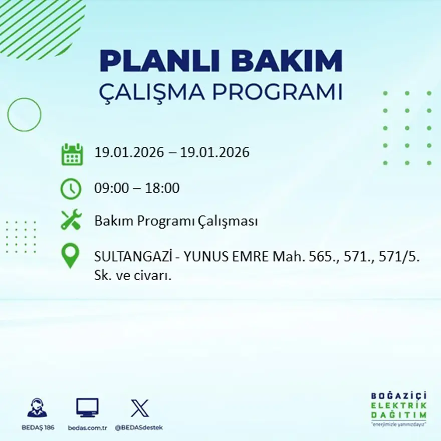 İstanbul'un birçok ilçesinde elektrik kesintisi yaşanacak: 8 saat sürecek (19 Ocak BEDAŞ elektrik kesintisi) 38