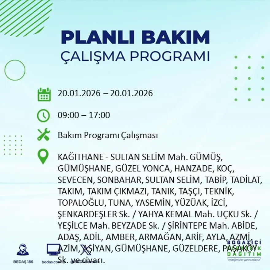 İstanbul'un 25 ilçesinde elektrik kesintisi: Sabah saatlerinde başlayacak, 9 saat sürecek (20 Ocak BEDAŞ elektrik kesintisi) 2