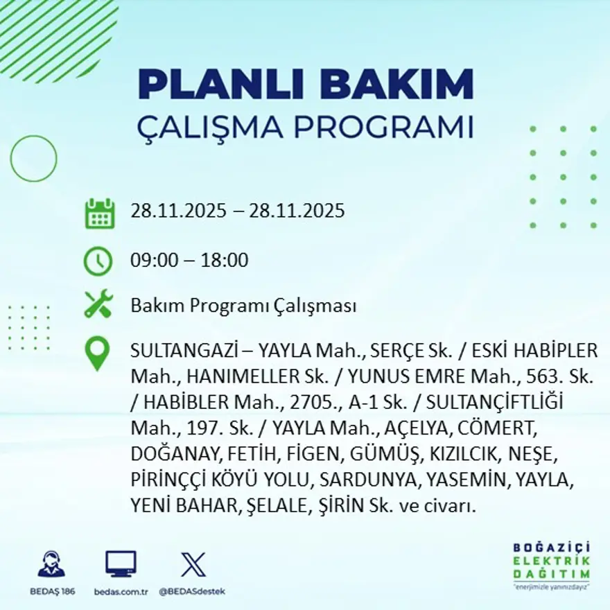 İstanbul'un birçok ilçesinde elektrik kesintisi yaşanacak: 9 saat kadar sürecek (28 Kasım BEDAŞ elektrik kesintisi) 8