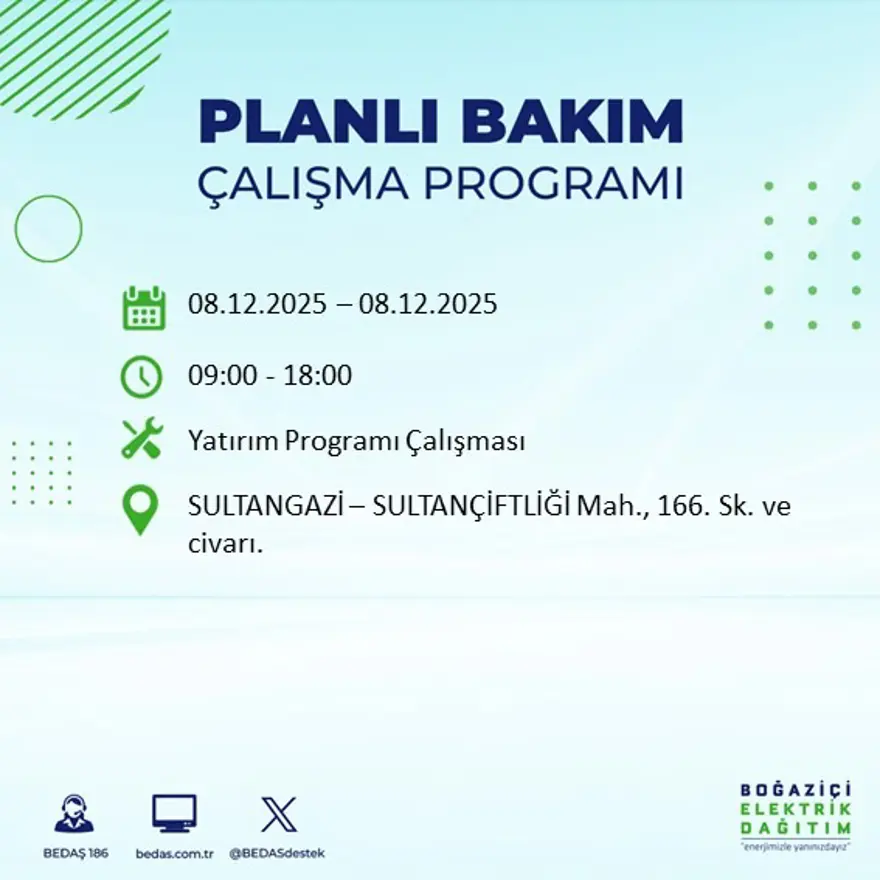 İstanbul'un 23 ilçesinde elektrik kesintisi yaşanacak: 10 saate kadar sürecek (8 Aralık BEDAŞ elektrik kesintisi) 86