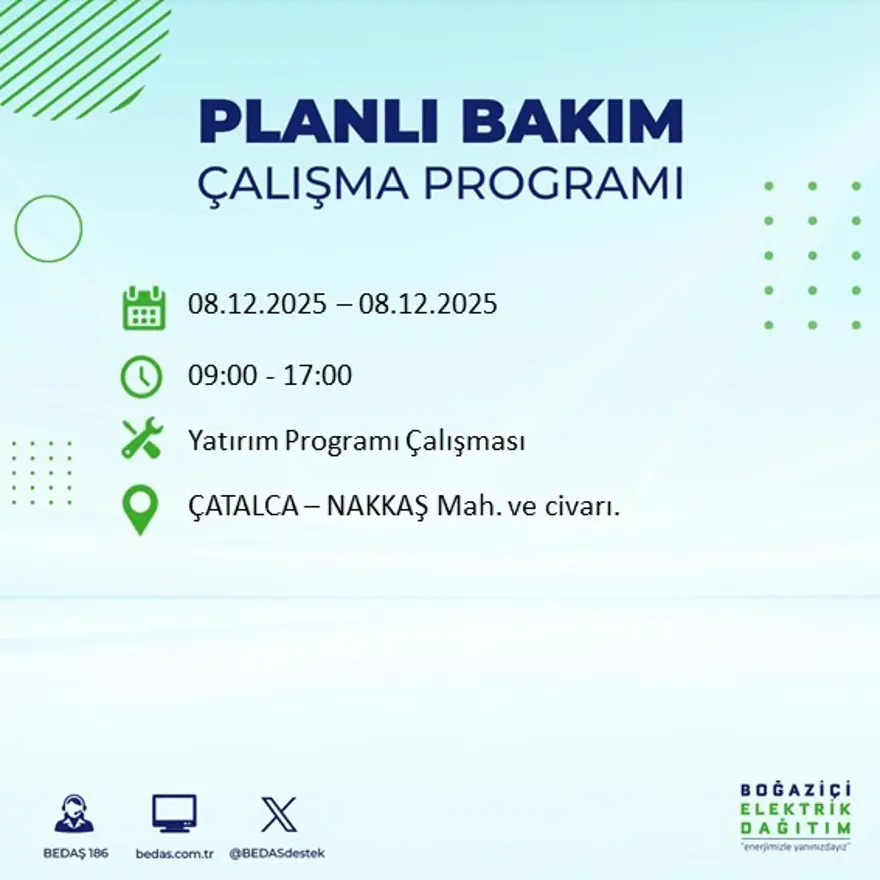 İstanbul'un 23 ilçesinde elektrik kesintisi yaşanacak: 10 saate kadar sürecek (8 Aralık BEDAŞ elektrik kesintisi) 97