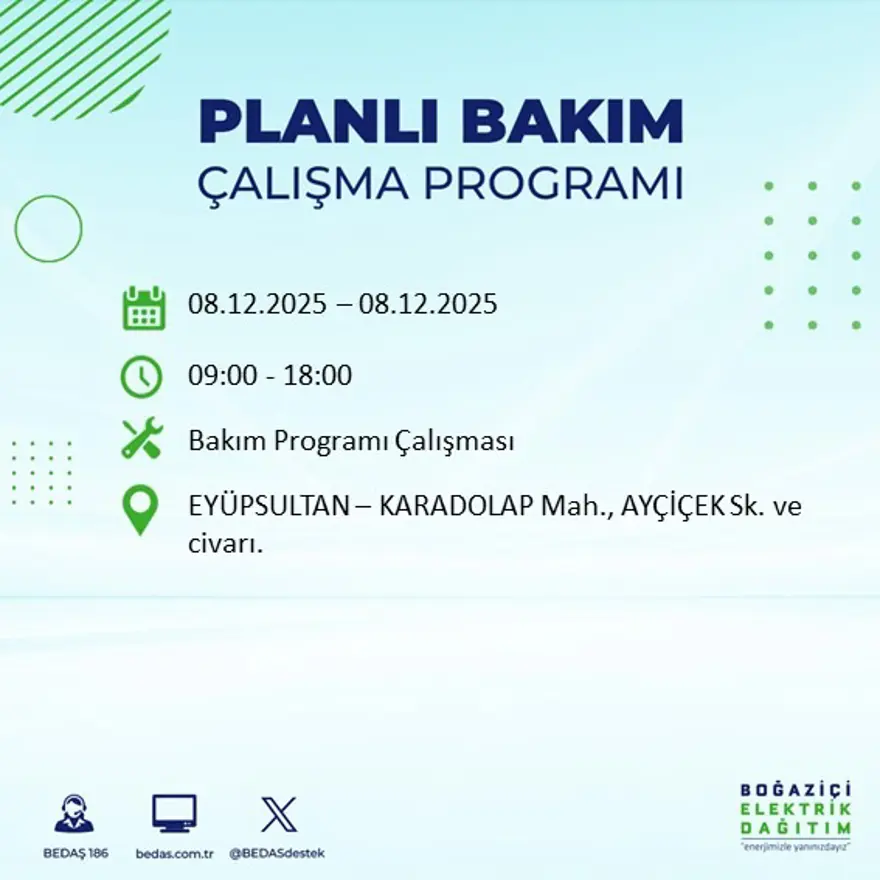 İstanbul'un 23 ilçesinde elektrik kesintisi yaşanacak: 10 saate kadar sürecek (8 Aralık BEDAŞ elektrik kesintisi) 81