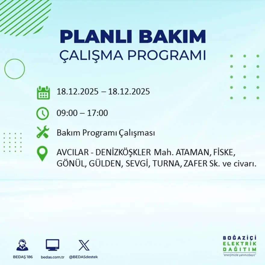 Gece yarısı başlayacak. İstanbul'un 21 ilçesinde elektrik kesintisi yaşanacak (18 Aralık BEDAŞ elektrik kesintisi) 26