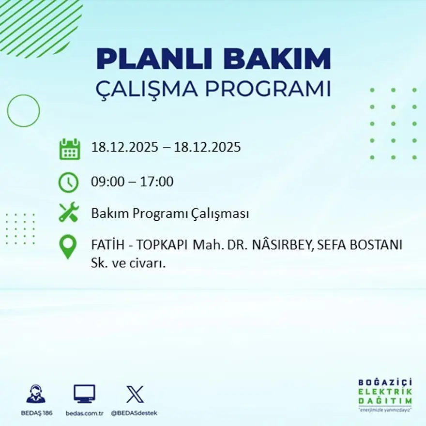 Gece yarısı başlayacak. İstanbul'un 21 ilçesinde elektrik kesintisi yaşanacak (18 Aralık BEDAŞ elektrik kesintisi) 106