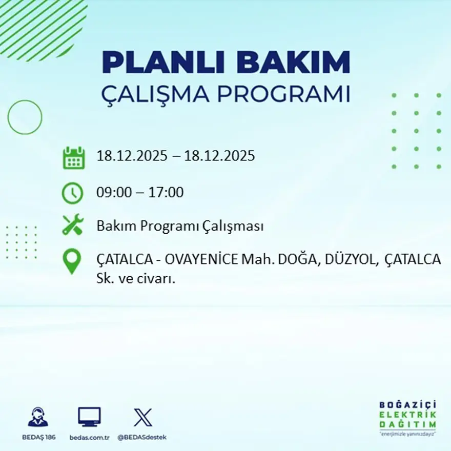 Gece yarısı başlayacak. İstanbul'un 21 ilçesinde elektrik kesintisi yaşanacak (18 Aralık BEDAŞ elektrik kesintisi) 104