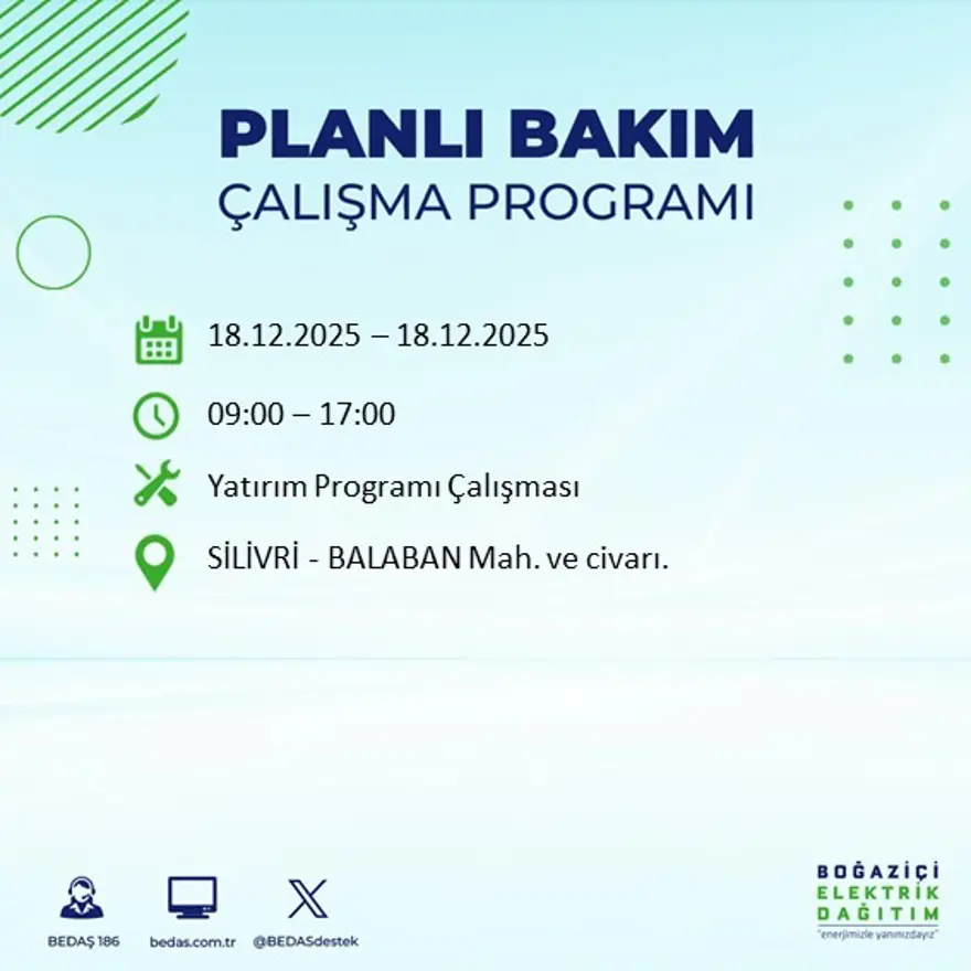 Gece yarısı başlayacak. İstanbul'un 21 ilçesinde elektrik kesintisi yaşanacak (18 Aralık BEDAŞ elektrik kesintisi) 122