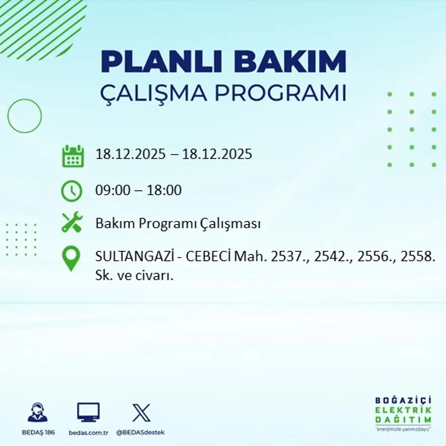 Gece yarısı başlayacak. İstanbul'un 21 ilçesinde elektrik kesintisi yaşanacak (18 Aralık BEDAŞ elektrik kesintisi) 103
