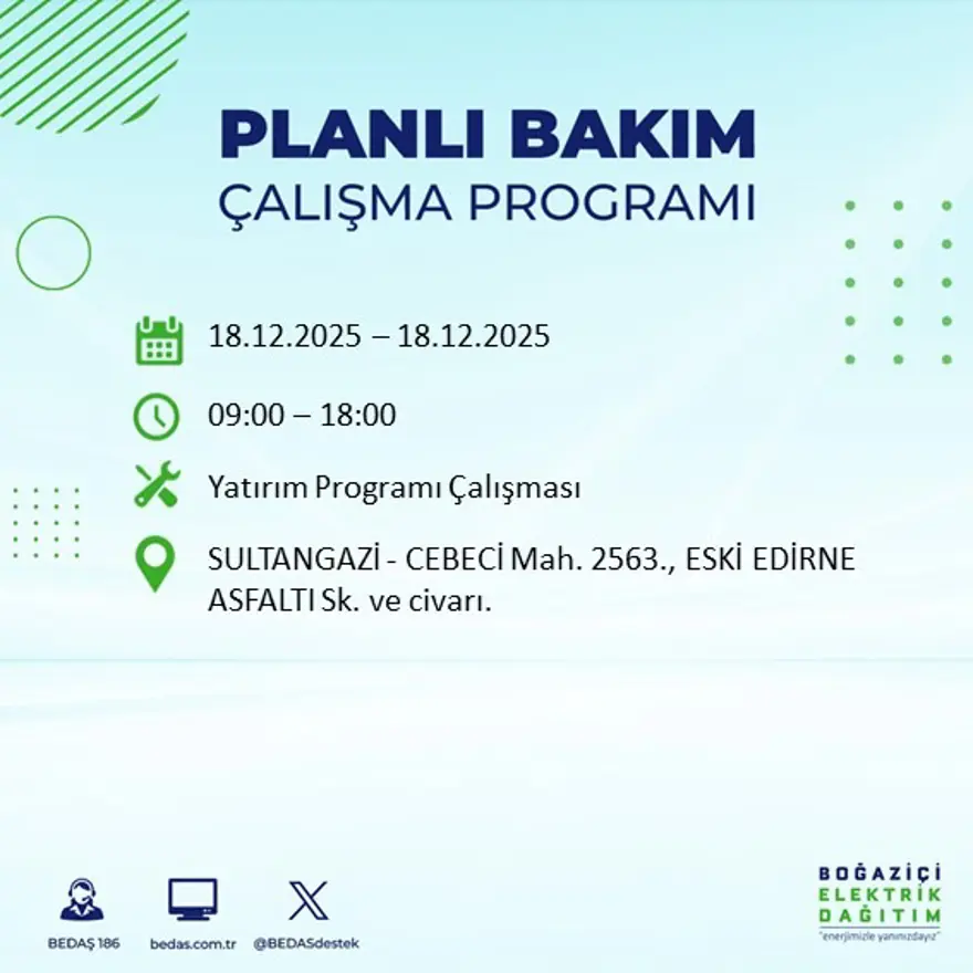 Gece yarısı başlayacak. İstanbul'un 21 ilçesinde elektrik kesintisi yaşanacak (18 Aralık BEDAŞ elektrik kesintisi) 102