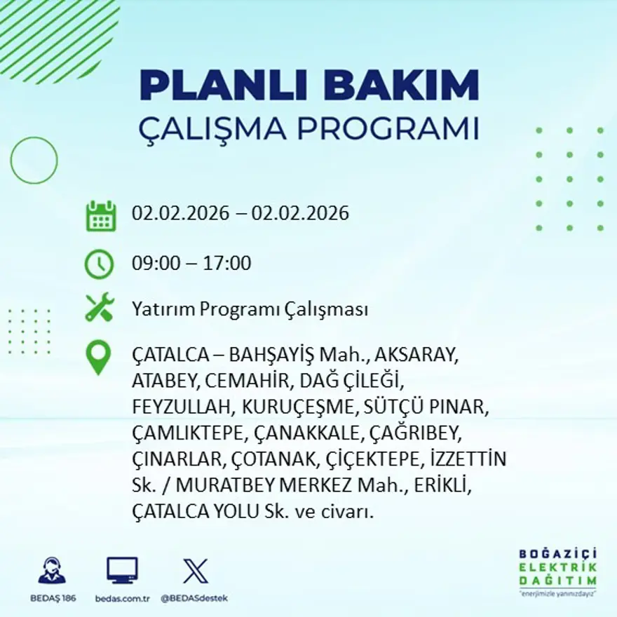 Gece başlayacak sabaha kadar sürecek! İstanbul'un 21 ilçesinde 9 saatlik elektrik kesintisi (2 Şubat BEDAŞ elektrik kesintisi) 2 Gece başlayacak sabaha kadar sürecek! İstanbul'un 21 ilçesinde 9 saatlik elektrik kesintisi (2 Şubat BEDAŞ elektrik kesintisi) 2