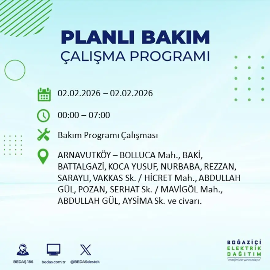 Gece başlayacak sabaha kadar sürecek! İstanbul'un 21 ilçesinde 9 saatlik elektrik kesintisi (2 Şubat BEDAŞ elektrik kesintisi) 9 Gece başlayacak sabaha kadar sürecek! İstanbul'un 21 ilçesinde 9 saatlik elektrik kesintisi (2 Şubat BEDAŞ elektrik kesintisi) 9