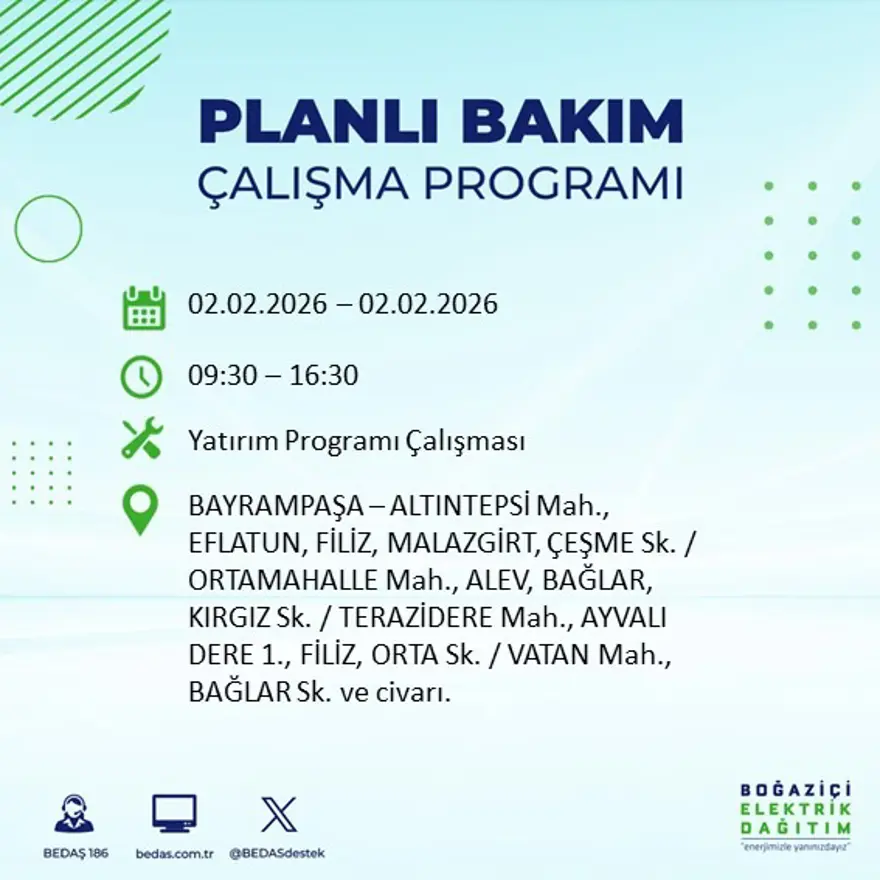 Gece başlayacak sabaha kadar sürecek! İstanbul'un 21 ilçesinde 9 saatlik elektrik kesintisi (2 Şubat BEDAŞ elektrik kesintisi) 10 Gece başlayacak sabaha kadar sürecek! İstanbul'un 21 ilçesinde 9 saatlik elektrik kesintisi (2 Şubat BEDAŞ elektrik kesintisi) 10