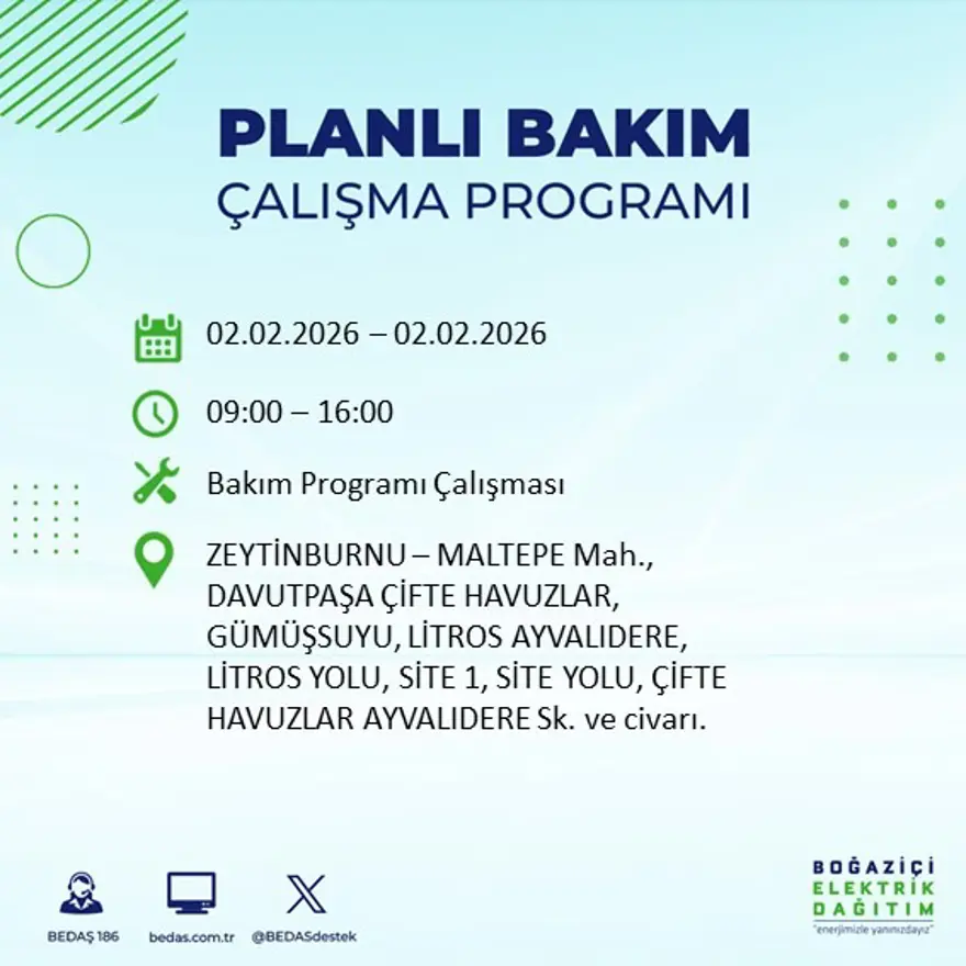 Gece başlayacak sabaha kadar sürecek! İstanbul'un 21 ilçesinde 9 saatlik elektrik kesintisi (2 Şubat BEDAŞ elektrik kesintisi) 15 Gece başlayacak sabaha kadar sürecek! İstanbul'un 21 ilçesinde 9 saatlik elektrik kesintisi (2 Şubat BEDAŞ elektrik kesintisi) 15
