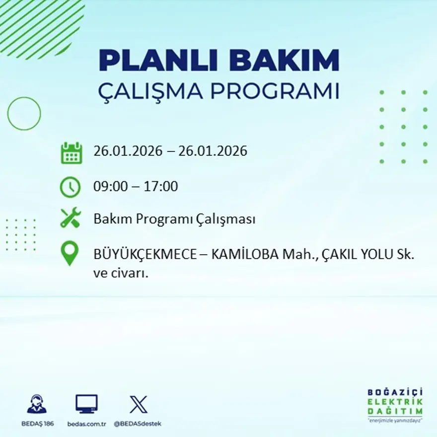 Bu gece başlayacak! İstanbul'un 22 ilçesinde elektrik kesintisi: 16 saat sürecek (26 Ocak BEDAŞ elektrik kesintisi) 39