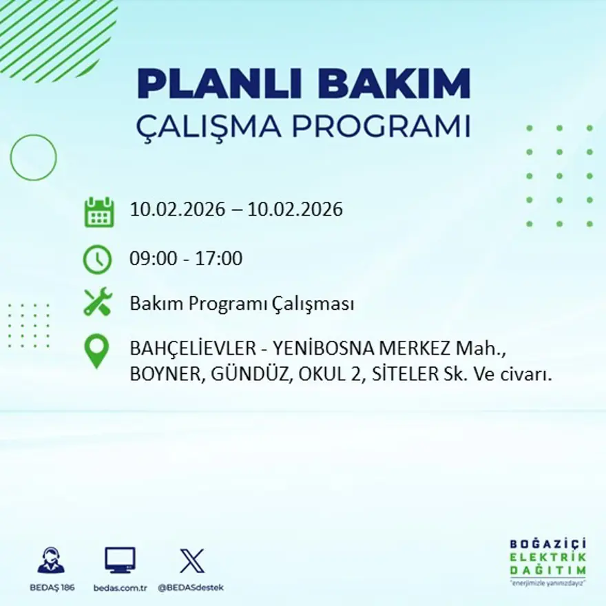 Akşam saatlerine kadar sürecek! İstanbul'un 22 ilçesinde elektrik kesintisi: 9 saat sürecek (10 Şubat BEDAŞ elektrik kesintisi) 47