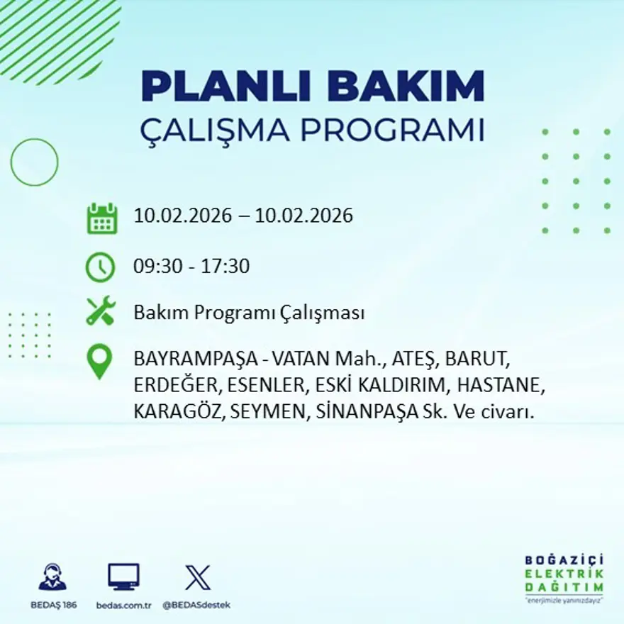 Akşam saatlerine kadar sürecek! İstanbul'un 22 ilçesinde elektrik kesintisi: 9 saat sürecek (10 Şubat BEDAŞ elektrik kesintisi) 32