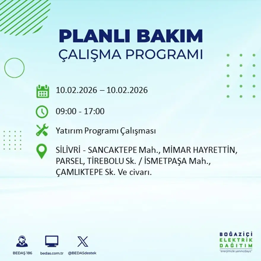 Akşam saatlerine kadar sürecek! İstanbul'un 22 ilçesinde elektrik kesintisi: 9 saat sürecek (10 Şubat BEDAŞ elektrik kesintisi) 37