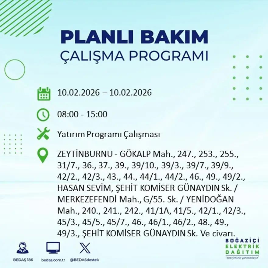 Akşam saatlerine kadar sürecek! İstanbul'un 22 ilçesinde elektrik kesintisi: 9 saat sürecek (10 Şubat BEDAŞ elektrik kesintisi) 1
