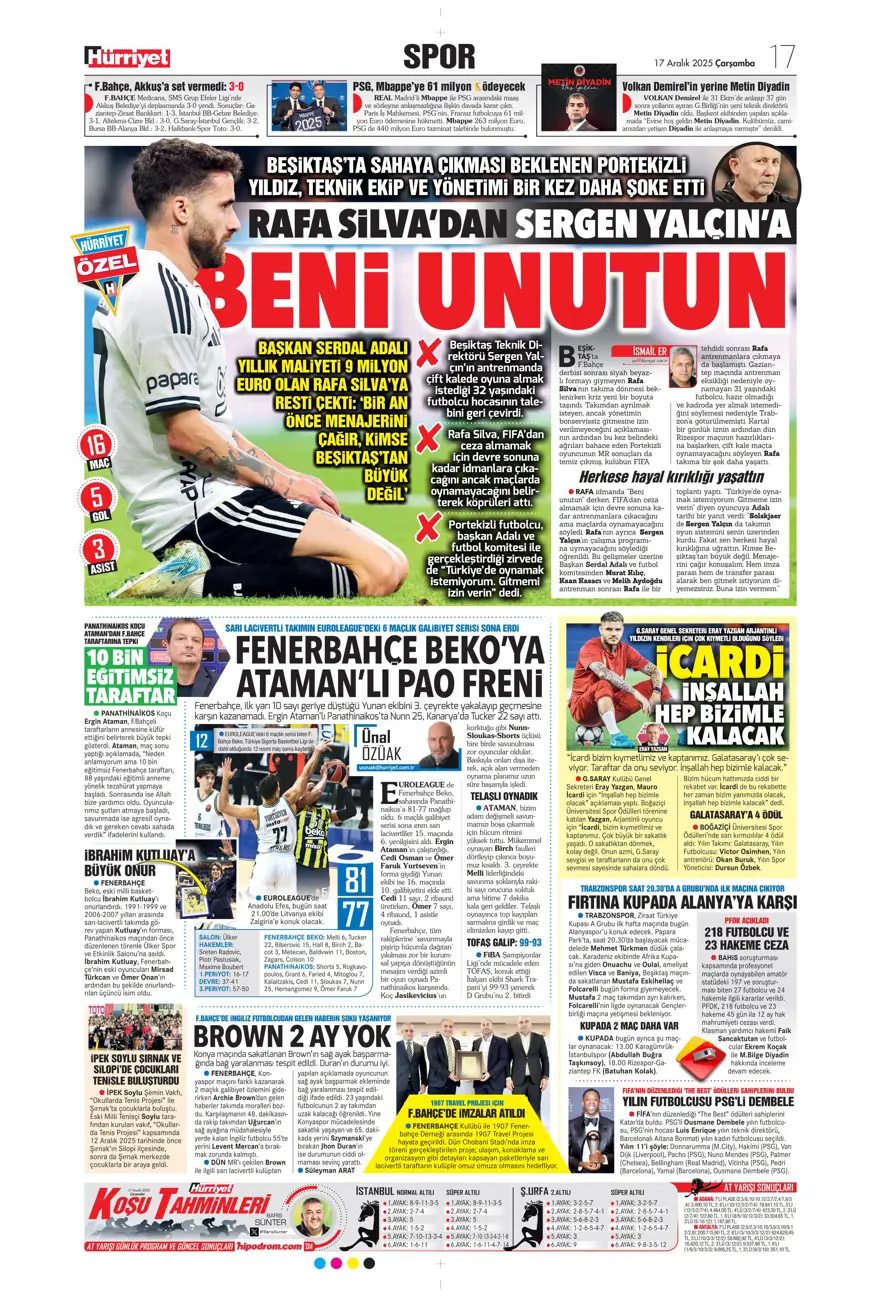 "Lemina'nın veliahtı Dennis" (17 Aralık 2025 spor manşetleri) 10