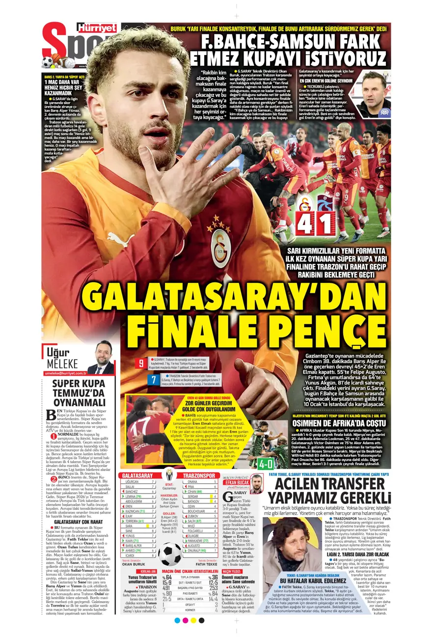 Galatasaray'dan finale pençe (6 Ocak 2026 spor manşetleri) 25