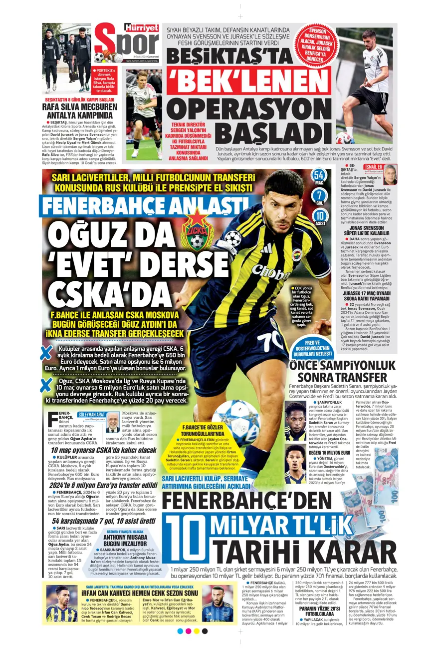 "Aslan'dan Salah teklifi" (3 Ocak 2026 spor manşetleri) 19