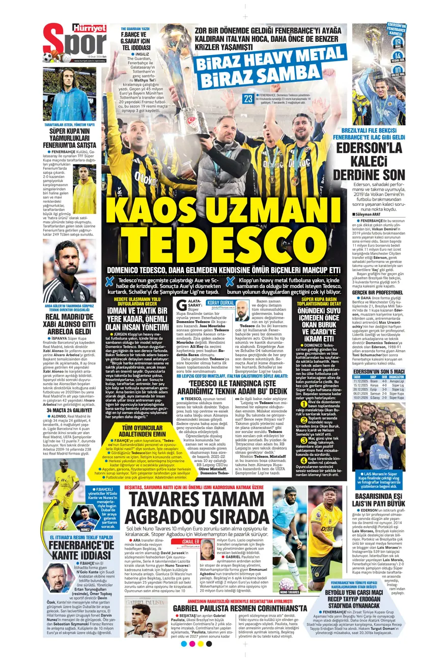 "Aslan'a Ruiz'de dev rakip" (13 Ocak 2026 spor manşetleri) 6