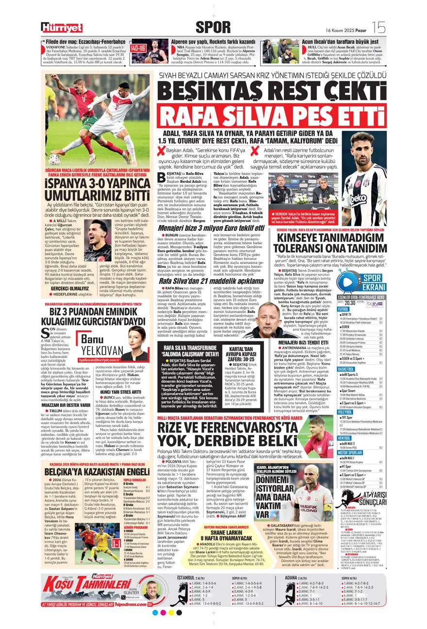 "Bekle bizi Amerika" (16 Kasım 2025 spor manşetleri) 10