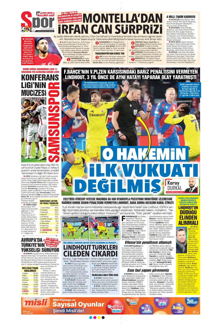 "Bahis ve şike depremi" (8 Kasım 2025 spor manşetleri) 19