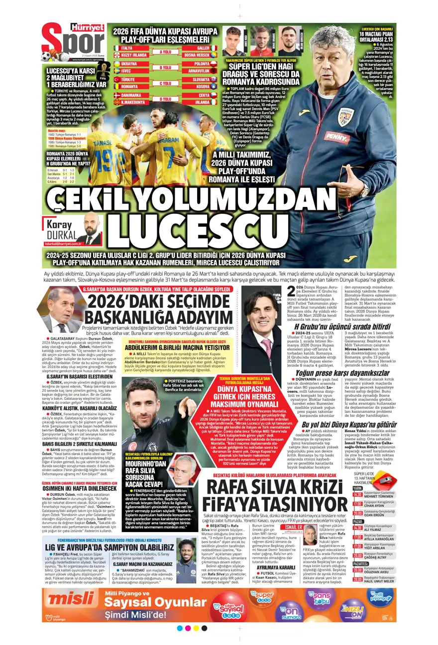 "Balkan turuyla Amerika'ya" (21 Kasım 2025 spor manşetleri) 9