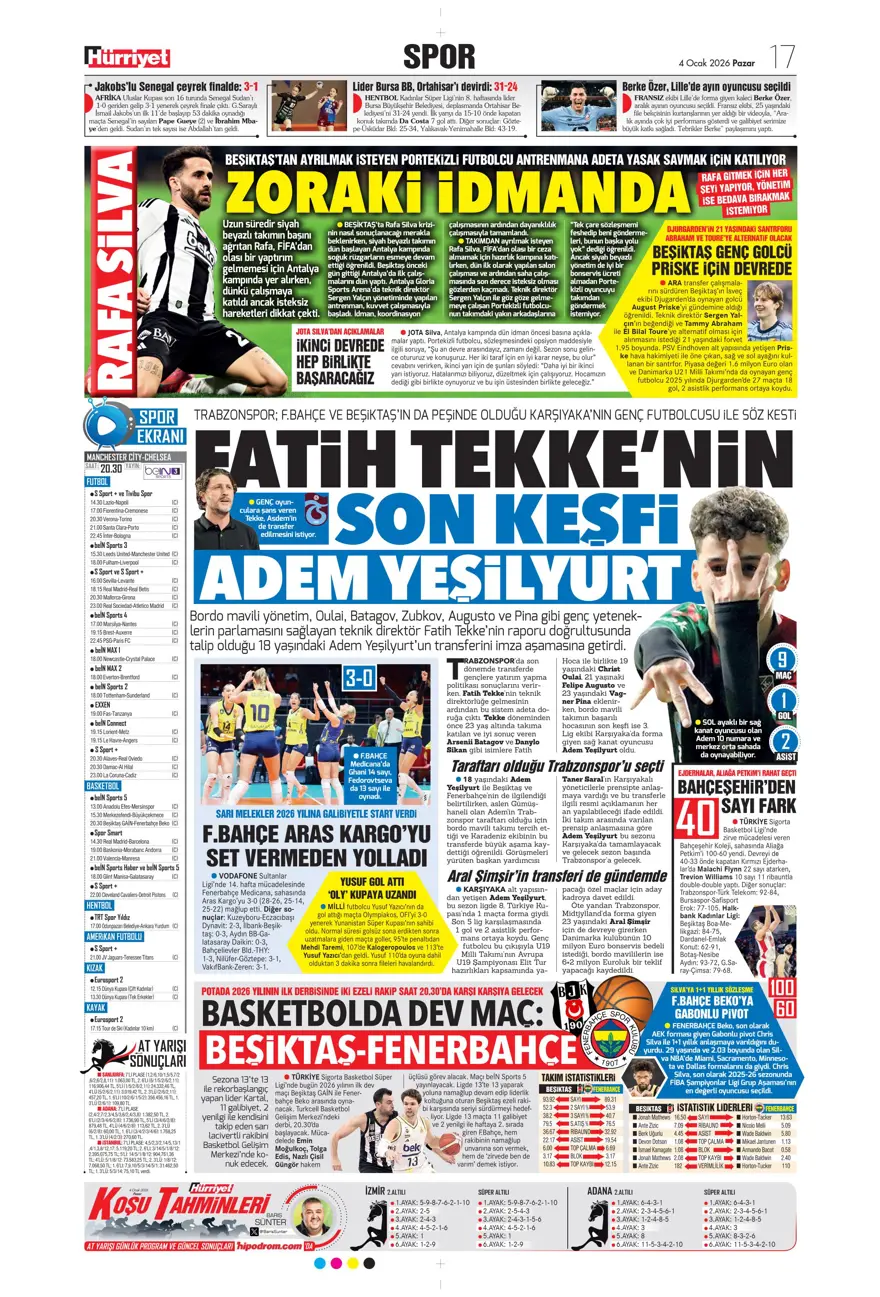 Fenerbahçe'de Guendouzi sürprizi (4 Ocak 2026 spor manşetleri) 13 Fenerbahçe'de Guendouzi sürprizi (4 Ocak 2026 spor manşetleri) 13