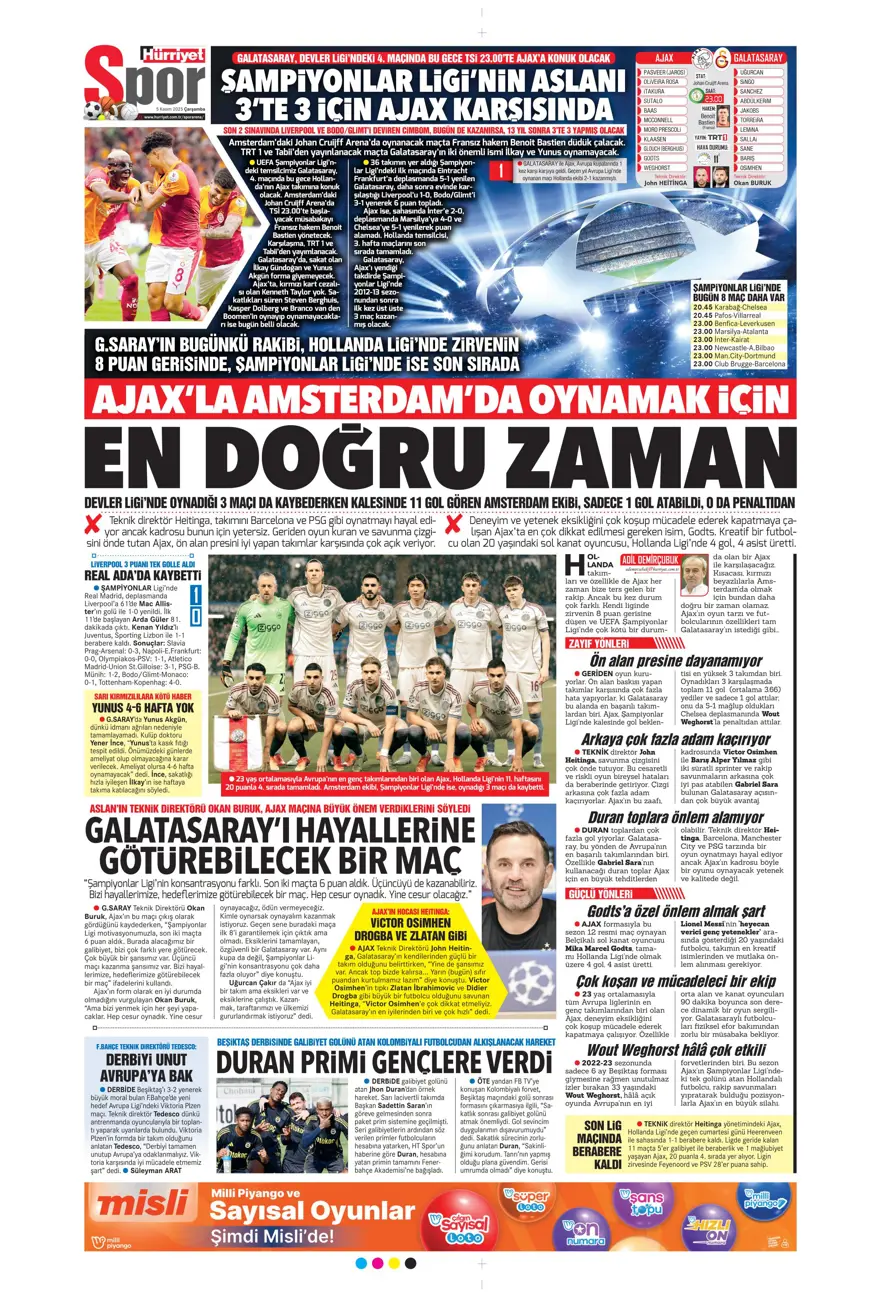 "Devler Ligi'nde Aslan gecesi" (5 Kasım 2025 spor manşetleri) 19 "Devler Ligi'nde Aslan gecesi" (5 Kasım 2025 spor manşetleri) 19