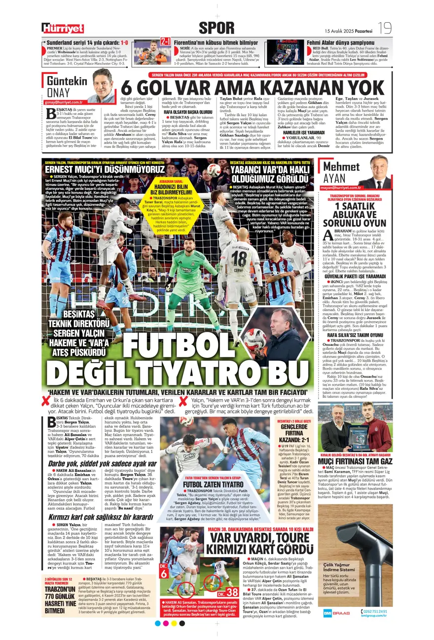 "Her şey var, kazanan yok" (15 Aralık 2025 spor manşetleri) 12 "Her şey var, kazanan yok" (15 Aralık 2025 spor manşetleri) 12