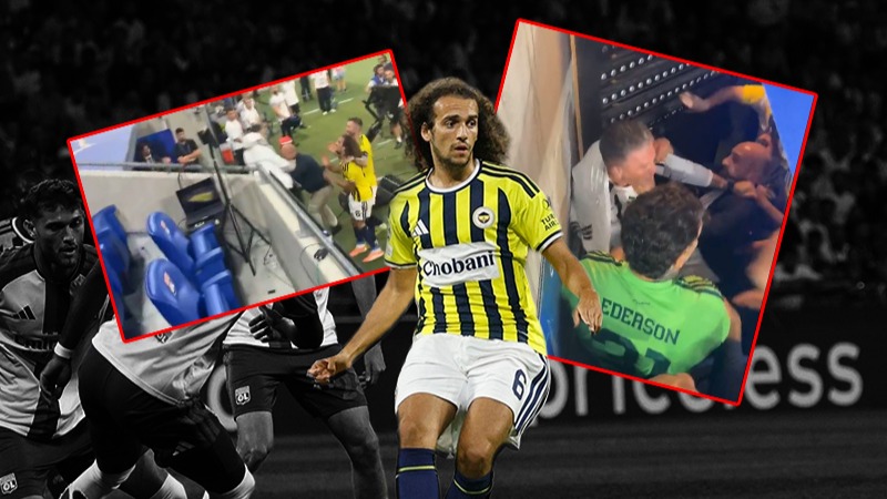 Lyon-Fenerbahçe maçı bitti, saha içi karıştı. Guendouzi'ye saldırı girişimi