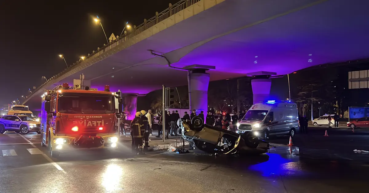 Polisten kaçan otomobil takla attı: 2 yaralı