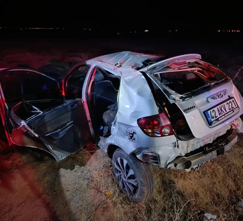 Şarampole devrilen araçta 1 ölü, 3 yaralı