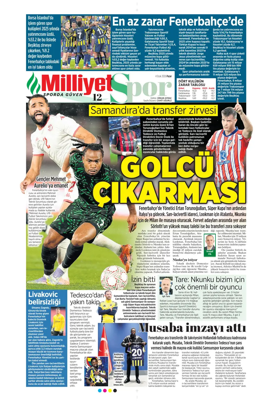 Fenerbahçe'de Guendouzi sürprizi (4 Ocak 2026 spor manşetleri) 20 Fenerbahçe'de Guendouzi sürprizi (4 Ocak 2026 spor manşetleri) 20