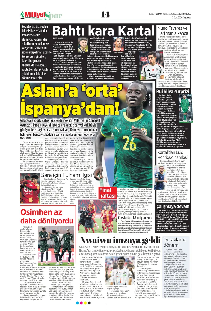 Fenerbahçe'den süper gala (7 Ocak 2026 spor manşetleri) 16 Fenerbahçe'den süper gala (7 Ocak 2026 spor manşetleri) 16