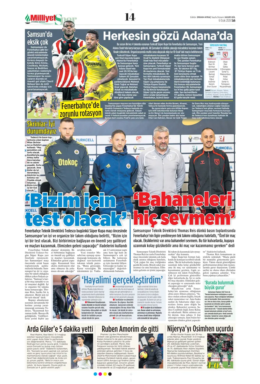 Galatasaray'dan finale pençe (6 Ocak 2026 spor manşetleri) 24