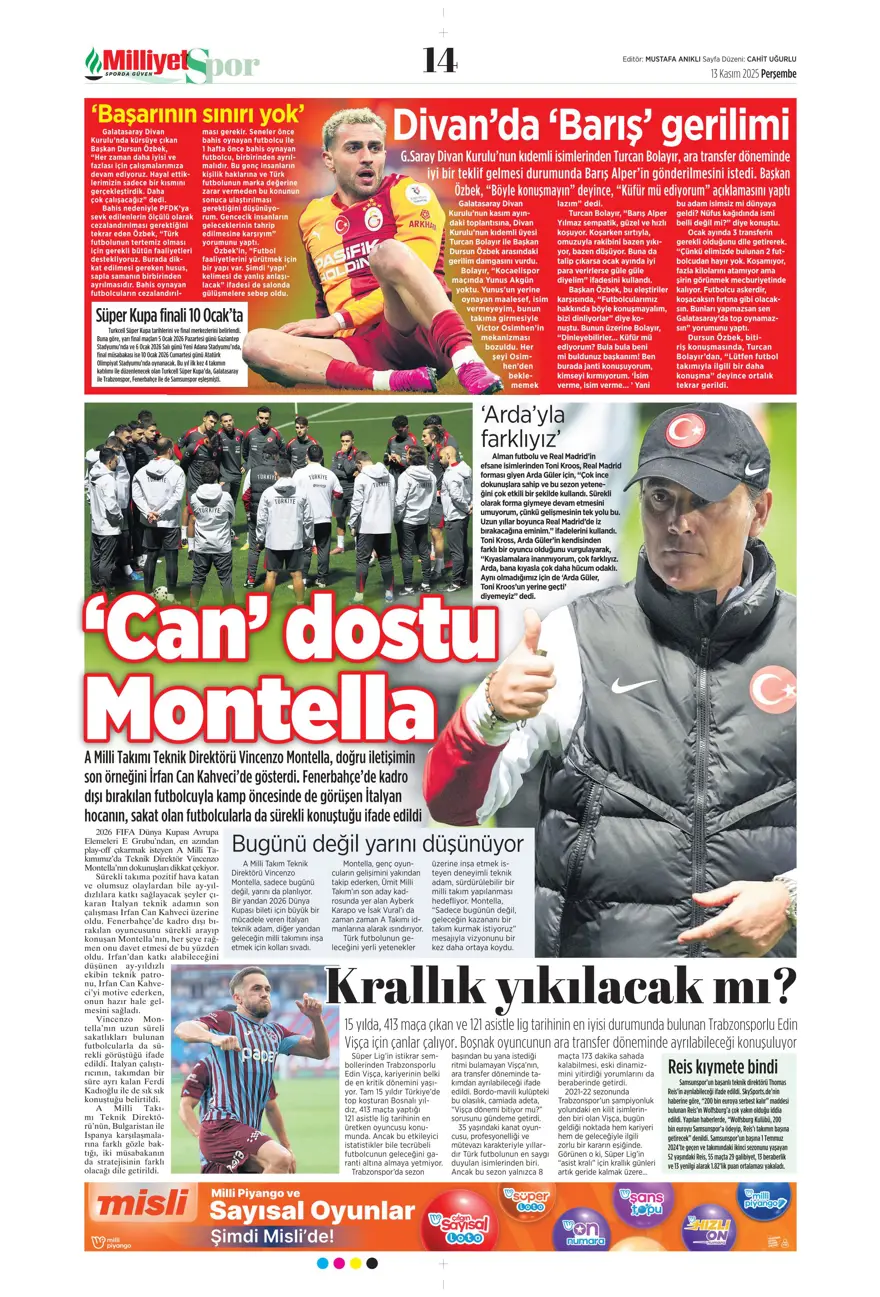 "Lewandowski bombası" (13 Kasım 2025 spor manşetleri) 21