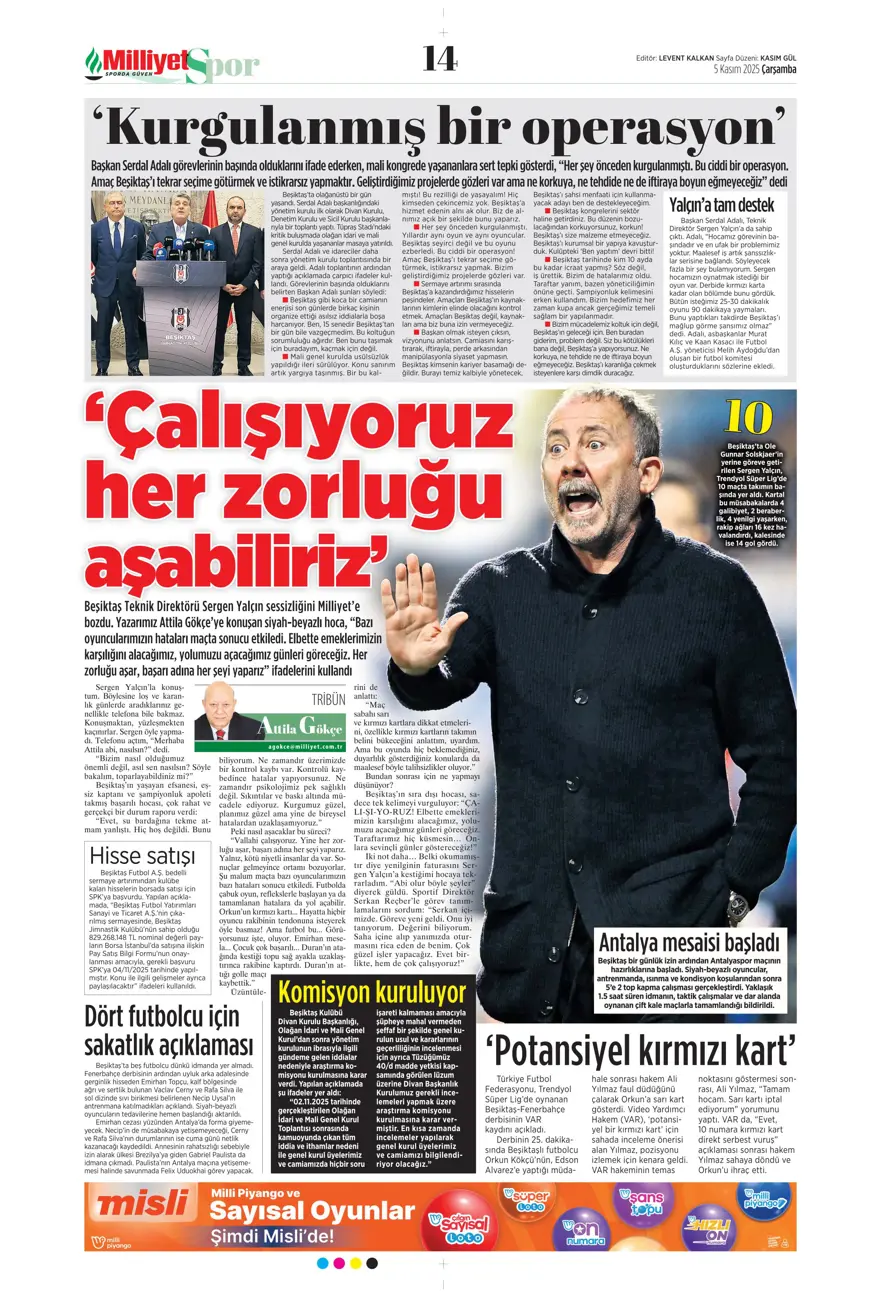 "Devler Ligi'nde Aslan gecesi" (5 Kasım 2025 spor manşetleri) 31 "Devler Ligi'nde Aslan gecesi" (5 Kasım 2025 spor manşetleri) 31