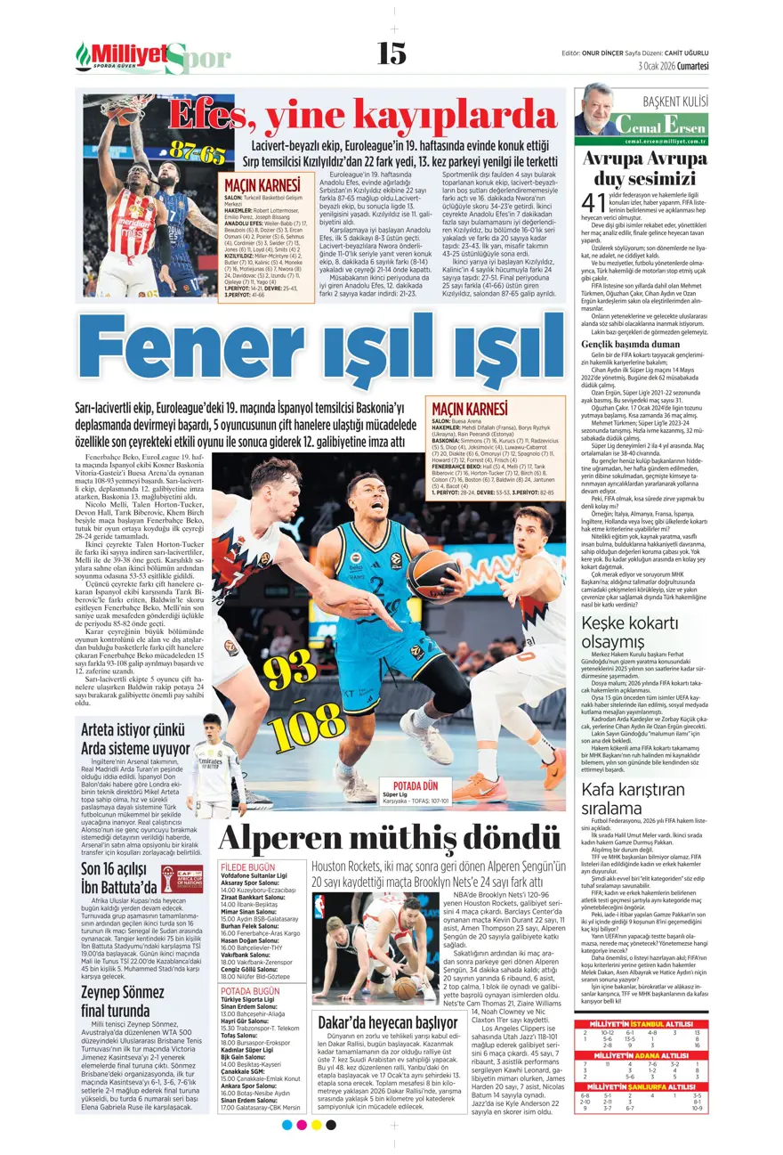 "Aslan'dan Salah teklifi" (3 Ocak 2026 spor manşetleri) 23