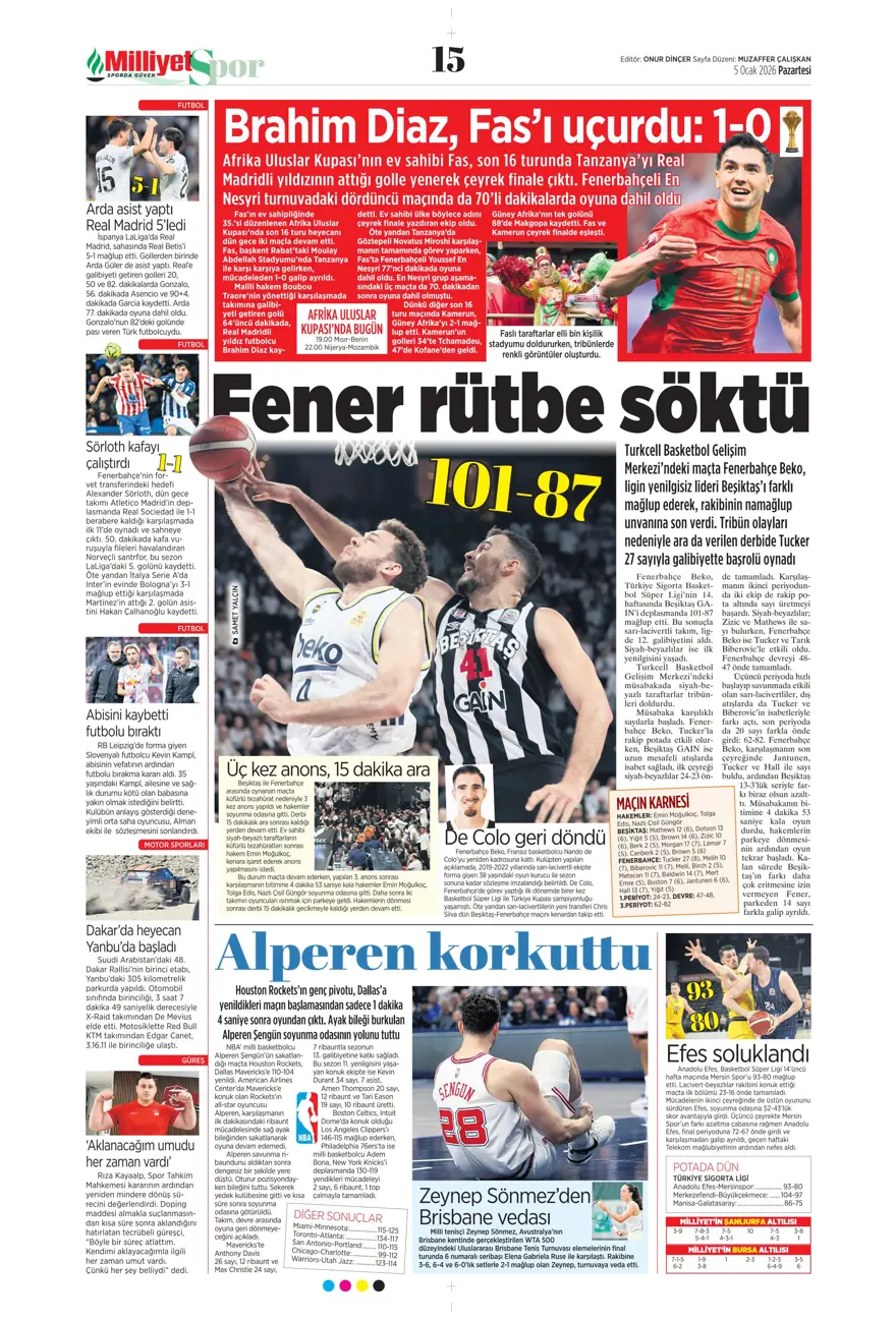 Futbola 'Süper' dönüş (5 Ocak 2026 spor manşetleri) 21