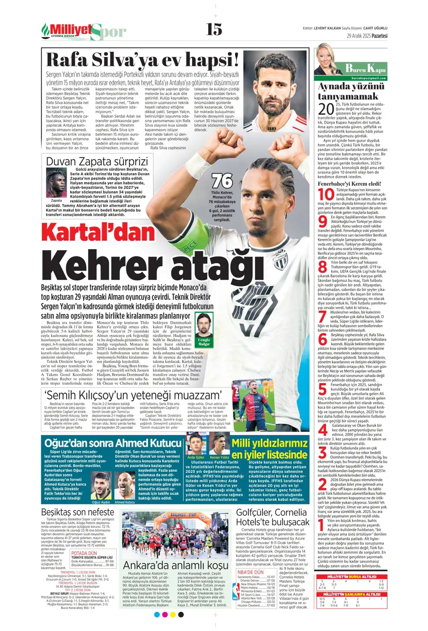 "Messi'yi solladı" (29Aralık 2025 spor manşetleri)
 10