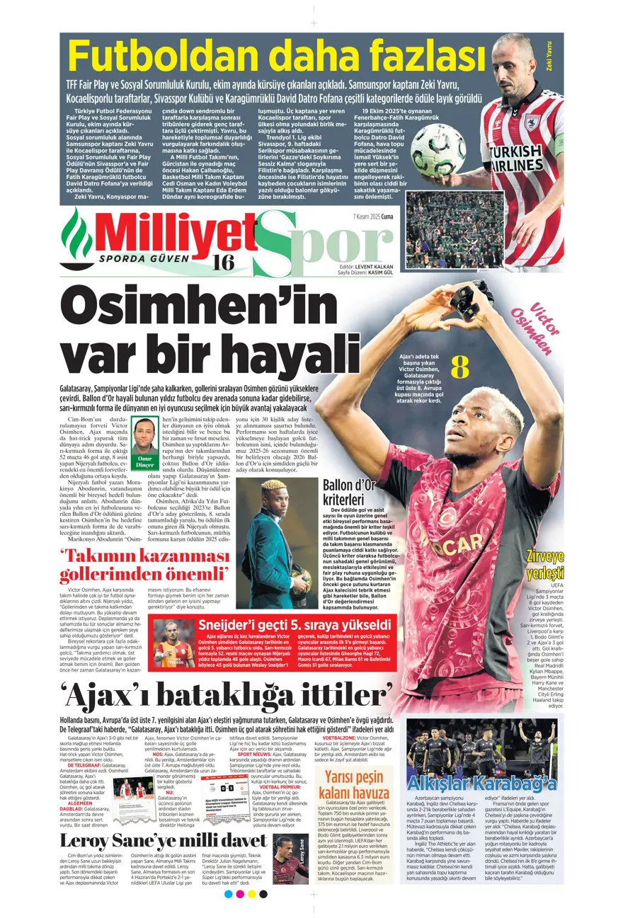 "Hakem 2 puanı çaldı" (7 Kasım 2025 spor manşetleri) 24 "Hakem 2 puanı çaldı" (7 Kasım 2025 spor manşetleri) 24