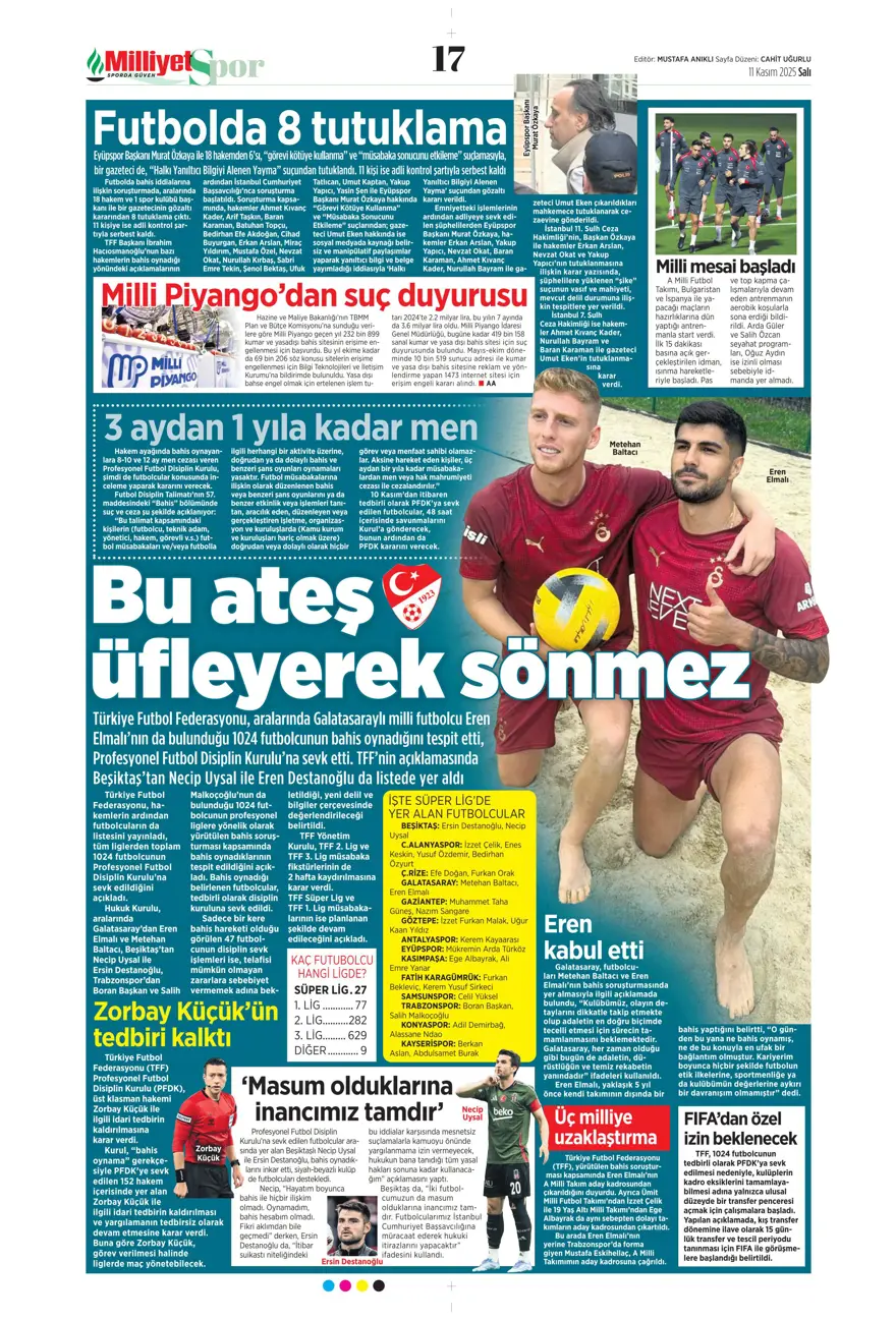 "Osimhen'e niyet, Singo'ya kısmet" (11 Kasım 2025 spor manşetleri) 23