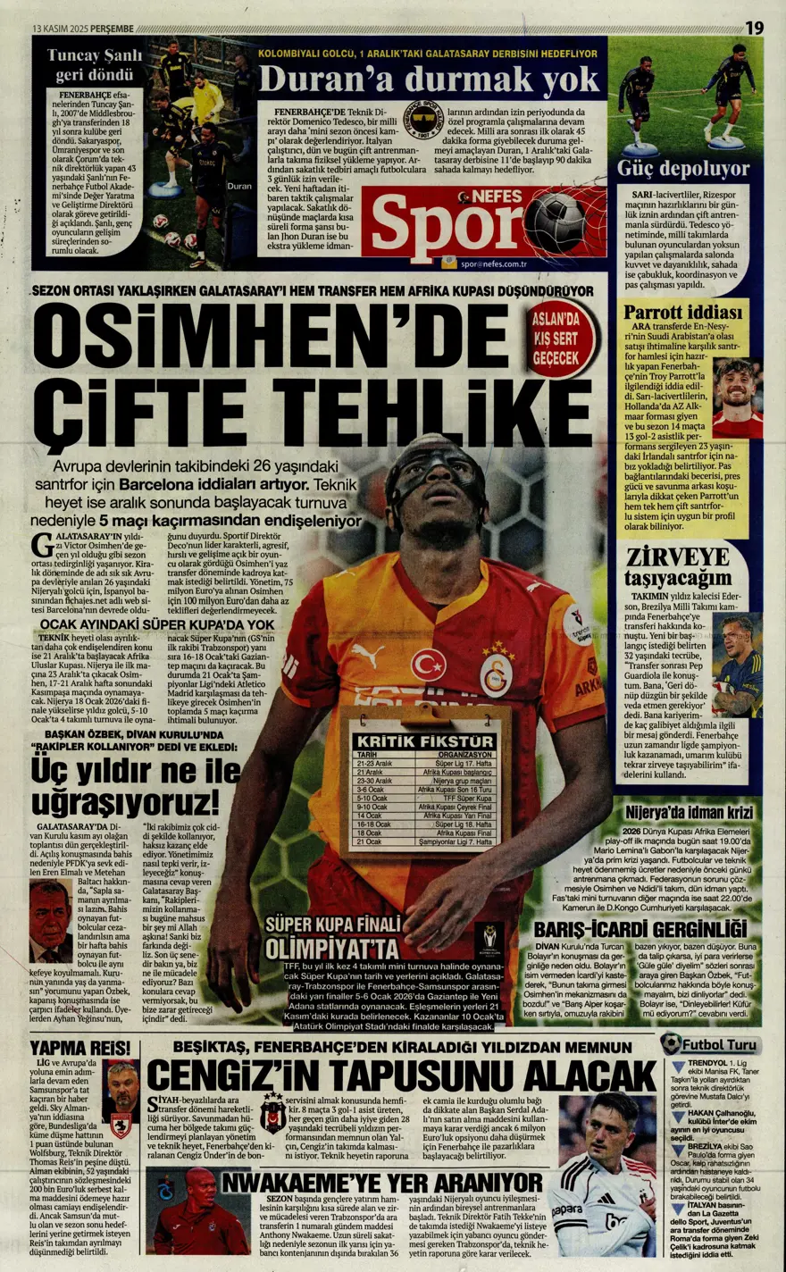 "Lewandowski bombası" (13 Kasım 2025 spor manşetleri) 5