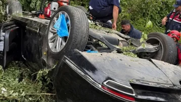 Giresun'da otomobil fındık bahçesine yuvarlandı. 2 ölü, 3 yaralı