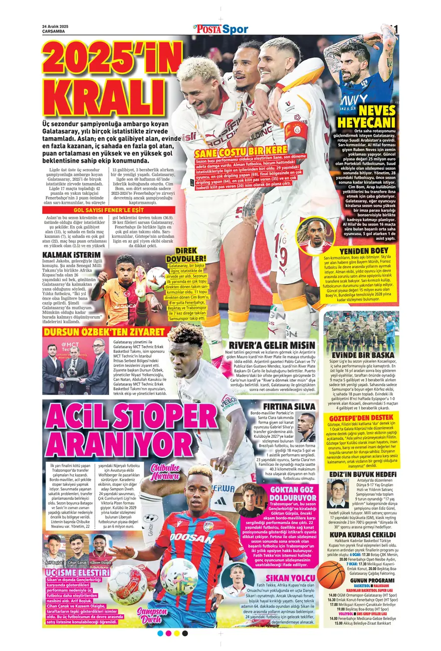 "Kadıköy'de Cerny pençesi" (24 Aralık spor manşetleri) 19 "Kadıköy'de Cerny pençesi" (24 Aralık spor manşetleri) 19